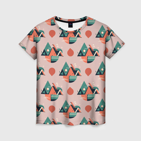 Женская футболка 3D с принтом Абстракция, треугольник в Екатеринбурге, 100% полиэфир ( синтетическое хлопкоподобное полотно) | прямой крой, круглый вырез горловины, длина до линии бедер | 