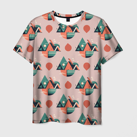 Мужская футболка 3D с принтом Абстракция, треугольник , 100% полиэфир | прямой крой, круглый вырез горловины, длина до линии бедер | 