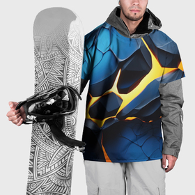 Накидка на куртку 3D с принтом Желтая лава на синих плитах в Санкт-Петербурге, 100% полиэстер |  | Тематика изображения на принте: 