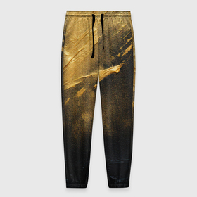 Мужские брюки 3D с принтом Золотое напыление на черном в Петрозаводске, 100% полиэстер | манжеты по низу, эластичный пояс регулируется шнурком, по бокам два кармана без застежек, внутренняя часть кармана из мелкой сетки | 