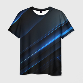 Мужская футболка 3D с принтом Темно синий абстрактный фон абстракция в Курске, 100% полиэфир | прямой крой, круглый вырез горловины, длина до линии бедер | 