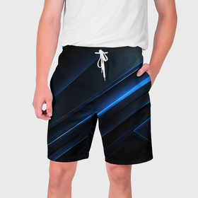 Мужские шорты 3D с принтом Темно синий абстрактный фон абстракция в Тюмени,  полиэстер 100% | прямой крой, два кармана без застежек по бокам. Мягкая трикотажная резинка на поясе, внутри которой широкие завязки. Длина чуть выше колен | 