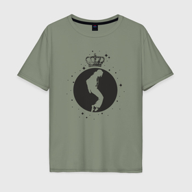 Мужская футболка хлопок Oversize с принтом Michael Jackson king в Тюмени, 100% хлопок | свободный крой, круглый ворот, “спинка” длиннее передней части | Тематика изображения на принте: 