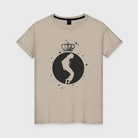 Женская футболка хлопок с принтом Michael Jackson king в Тюмени, 100% хлопок | прямой крой, круглый вырез горловины, длина до линии бедер, слегка спущенное плечо | 