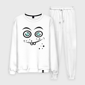 Мужской костюм хлопок с принтом Funny emoji в Ухте, 100% хлопок | на свитшоте круглая горловина, мягкая резинка по низу. Брюки заужены к низу, на них два вида карманов: два “обычных” по бокам и два объемных, с клапанами, расположенные ниже линии бедра. Брюки с мягкой трикотажной резинкой на поясе и по низу штанин. В поясе для дополнительного комфорта — широкие завязки | 