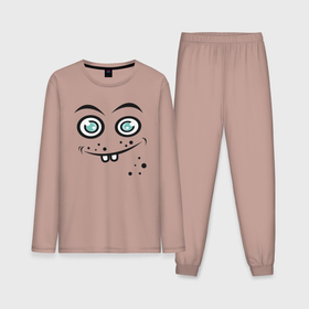 Мужская пижама с лонгсливом хлопок с принтом Funny emoji в Кировске,  |  | 