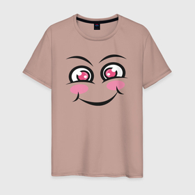 Мужская футболка хлопок с принтом Cute face в Тюмени, 100% хлопок | прямой крой, круглый вырез горловины, длина до линии бедер, слегка спущенное плечо. | Тематика изображения на принте: 
