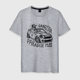 Мужская футболка хлопок с принтом Gangsta paradise , 100% хлопок | прямой крой, круглый вырез горловины, длина до линии бедер, слегка спущенное плечо. | 