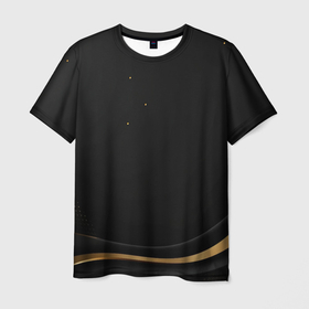 Мужская футболка 3D с принтом Gold black  abstract , 100% полиэфир | прямой крой, круглый вырез горловины, длина до линии бедер | Тематика изображения на принте: 