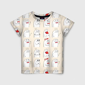 Детская футболка 3D с принтом Смешные мемы паттерн в Екатеринбурге, 100% гипоаллергенный полиэфир | прямой крой, круглый вырез горловины, длина до линии бедер, чуть спущенное плечо, ткань немного тянется | 