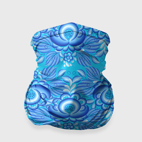 Бандана-труба 3D с принтом Гжель узоры с цветами в Екатеринбурге, 100% полиэстер, ткань с особыми свойствами — Activecool | плотность 150‒180 г/м2; хорошо тянется, но сохраняет форму | 