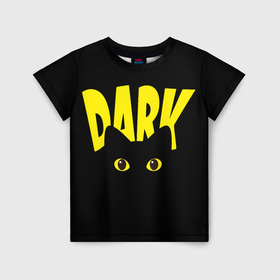 Детская футболка 3D с принтом Dark cat eyes   черный кот в Екатеринбурге, 100% гипоаллергенный полиэфир | прямой крой, круглый вырез горловины, длина до линии бедер, чуть спущенное плечо, ткань немного тянется | 
