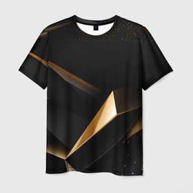 Мужская футболка 3D с принтом Black gold luxury abstract в Белгороде, 100% полиэфир | прямой крой, круглый вырез горловины, длина до линии бедер | 