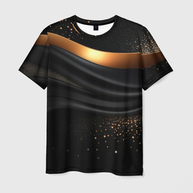 Мужская футболка 3D с принтом Black gold luxury  abstract , 100% полиэфир | прямой крой, круглый вырез горловины, длина до линии бедер | Тематика изображения на принте: 