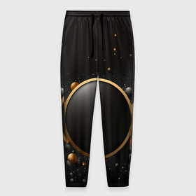 Мужские брюки 3D с принтом Black gold  luxury  abstract в Курске, 100% полиэстер | манжеты по низу, эластичный пояс регулируется шнурком, по бокам два кармана без застежек, внутренняя часть кармана из мелкой сетки | 