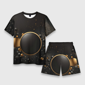 Мужской костюм с шортами 3D с принтом Black gold  luxury  abstract в Тюмени,  |  | Тематика изображения на принте: 