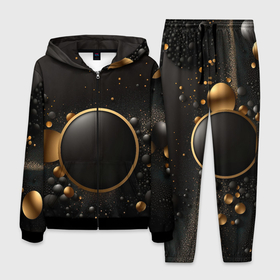 Мужской костюм 3D с принтом Black gold  luxury  abstract в Новосибирске, 100% полиэстер | Манжеты и пояс оформлены тканевой резинкой, двухслойный капюшон со шнурком для регулировки, карманы спереди | Тематика изображения на принте: 