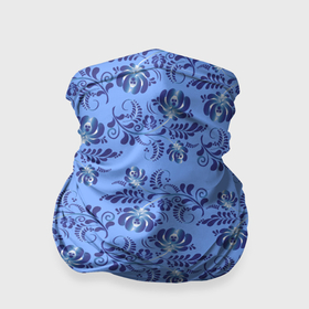 Бандана-труба 3D с принтом Узоры гжель на голубом фоне в Екатеринбурге, 100% полиэстер, ткань с особыми свойствами — Activecool | плотность 150‒180 г/м2; хорошо тянется, но сохраняет форму | 