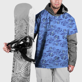 Накидка на куртку 3D с принтом Узоры гжель на голубом фоне в Петрозаводске, 100% полиэстер |  | 