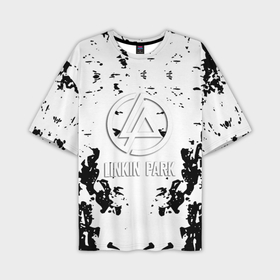 Мужская футболка oversize 3D с принтом Linkin park краски лого чёрно белый в Курске,  |  | 