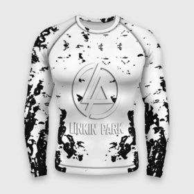 Мужской рашгард 3D с принтом Linkin park краски лого чёрно белый в Кировске,  |  | Тематика изображения на принте: 