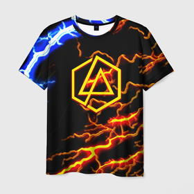 Мужская футболка 3D с принтом Linkin park storm inside steel в Тюмени, 100% полиэфир | прямой крой, круглый вырез горловины, длина до линии бедер | 