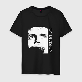 Мужская футболка хлопок с принтом Joy Division   Ian Curtis portrait в Новосибирске, 100% хлопок | прямой крой, круглый вырез горловины, длина до линии бедер, слегка спущенное плечо. | Тематика изображения на принте: 