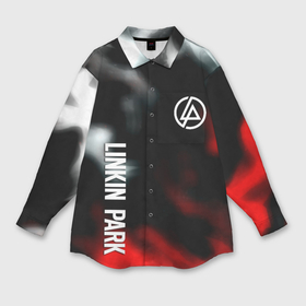 Мужская рубашка oversize 3D с принтом Linkin park flame в Петрозаводске,  |  | 