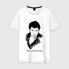 Мужская футболка хлопок с принтом Joy Devision   Ian smoke в Петрозаводске, 100% хлопок | прямой крой, круглый вырез горловины, длина до линии бедер, слегка спущенное плечо. | 
