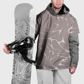 Накидка на куртку 3D с принтом Серебристый узор изгибами на бежевом в Курске, 100% полиэстер |  | 