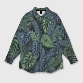 Мужская рубашка oversize 3D с принтом Листья тропические ,  |  | 