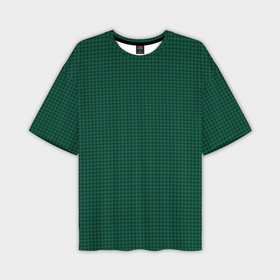 Мужская футболка oversize 3D с принтом Тёмный зелёный паттерн мелкая клетка в Кировске,  |  | 