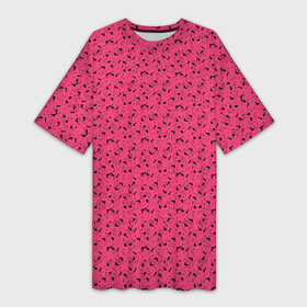 Платье-футболка 3D с принтом Чёрно розовый яркий паттерн в Петрозаводске,  |  | 
