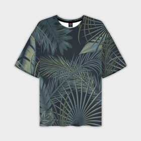 Мужская футболка oversize 3D с принтом Листья тропические ,  |  | 