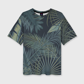 Женская футболка oversize 3D с принтом Листья тропические ,  |  | 