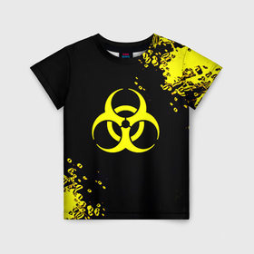 Детская футболка 3D с принтом Знак биологической опасности краски в Санкт-Петербурге, 100% гипоаллергенный полиэфир | прямой крой, круглый вырез горловины, длина до линии бедер, чуть спущенное плечо, ткань немного тянется | 