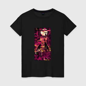 Женская футболка хлопок с принтом Луна таро cyberpunk 2077 в Тюмени, 100% хлопок | прямой крой, круглый вырез горловины, длина до линии бедер, слегка спущенное плечо | 