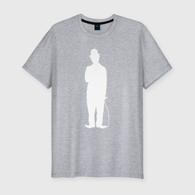 Мужская футболка хлопок Slim с принтом Чаплин в Екатеринбурге, 92% хлопок, 8% лайкра | приталенный силуэт, круглый вырез ворота, длина до линии бедра, короткий рукав | 