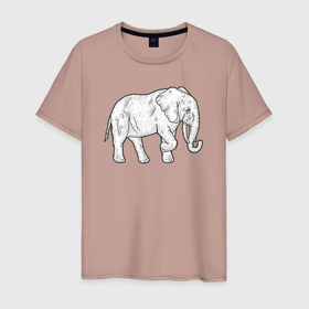 Мужская футболка хлопок с принтом Elephant в Санкт-Петербурге, 100% хлопок | прямой крой, круглый вырез горловины, длина до линии бедер, слегка спущенное плечо. | 