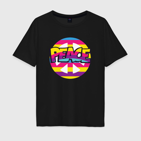 Мужская футболка хлопок Oversize с принтом Color peace в Кировске, 100% хлопок | свободный крой, круглый ворот, “спинка” длиннее передней части | 