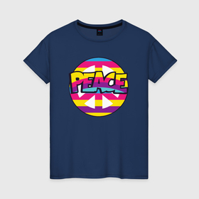 Женская футболка хлопок с принтом Color peace в Кировске, 100% хлопок | прямой крой, круглый вырез горловины, длина до линии бедер, слегка спущенное плечо | 