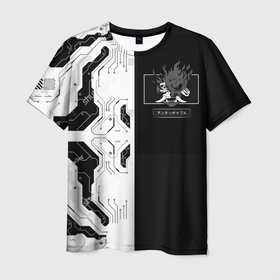 Мужская футболка 3D с принтом Логотип самурай киберпанк в Кировске, 100% полиэфир | прямой крой, круглый вырез горловины, длина до линии бедер | 