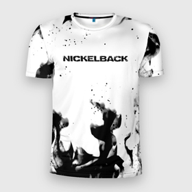 Мужская футболка 3D Slim с принтом Nickelback серый дым рок в Екатеринбурге, 100% полиэстер с улучшенными характеристиками | приталенный силуэт, круглая горловина, широкие плечи, сужается к линии бедра | Тематика изображения на принте: 