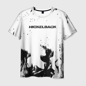 Мужская футболка 3D с принтом Nickelback серый дым рок в Екатеринбурге, 100% полиэфир | прямой крой, круглый вырез горловины, длина до линии бедер | Тематика изображения на принте: 
