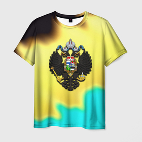 Мужская футболка 3D с принтом Российская империя герб краски в Белгороде, 100% полиэфир | прямой крой, круглый вырез горловины, длина до линии бедер | 
