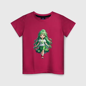 Детская футболка хлопок с принтом Девочка с зелеными волосами в Петрозаводске, 100% хлопок | круглый вырез горловины, полуприлегающий силуэт, длина до линии бедер | 