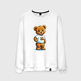 Мужской свитшот хлопок с принтом Медвежонок в футболке в Курске, 100% хлопок |  | 