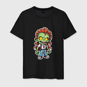 Мужская футболка хлопок с принтом Зеленый зомби , 100% хлопок | прямой крой, круглый вырез горловины, длина до линии бедер, слегка спущенное плечо. | 