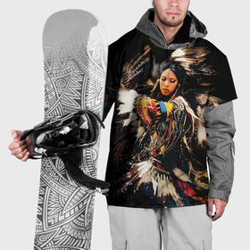 Накидка на куртку 3D с принтом Танец коренной североамериканки в Тюмени, 100% полиэстер |  | 