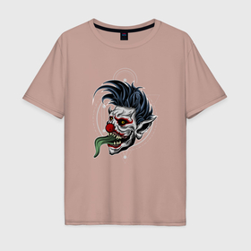 Мужская футболка хлопок Oversize с принтом Страшный клоун зомби , 100% хлопок | свободный крой, круглый ворот, “спинка” длиннее передней части | 